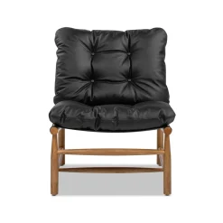 Oxford 26.5' Noir Black Leather Mid-Century Modern Accent Chair