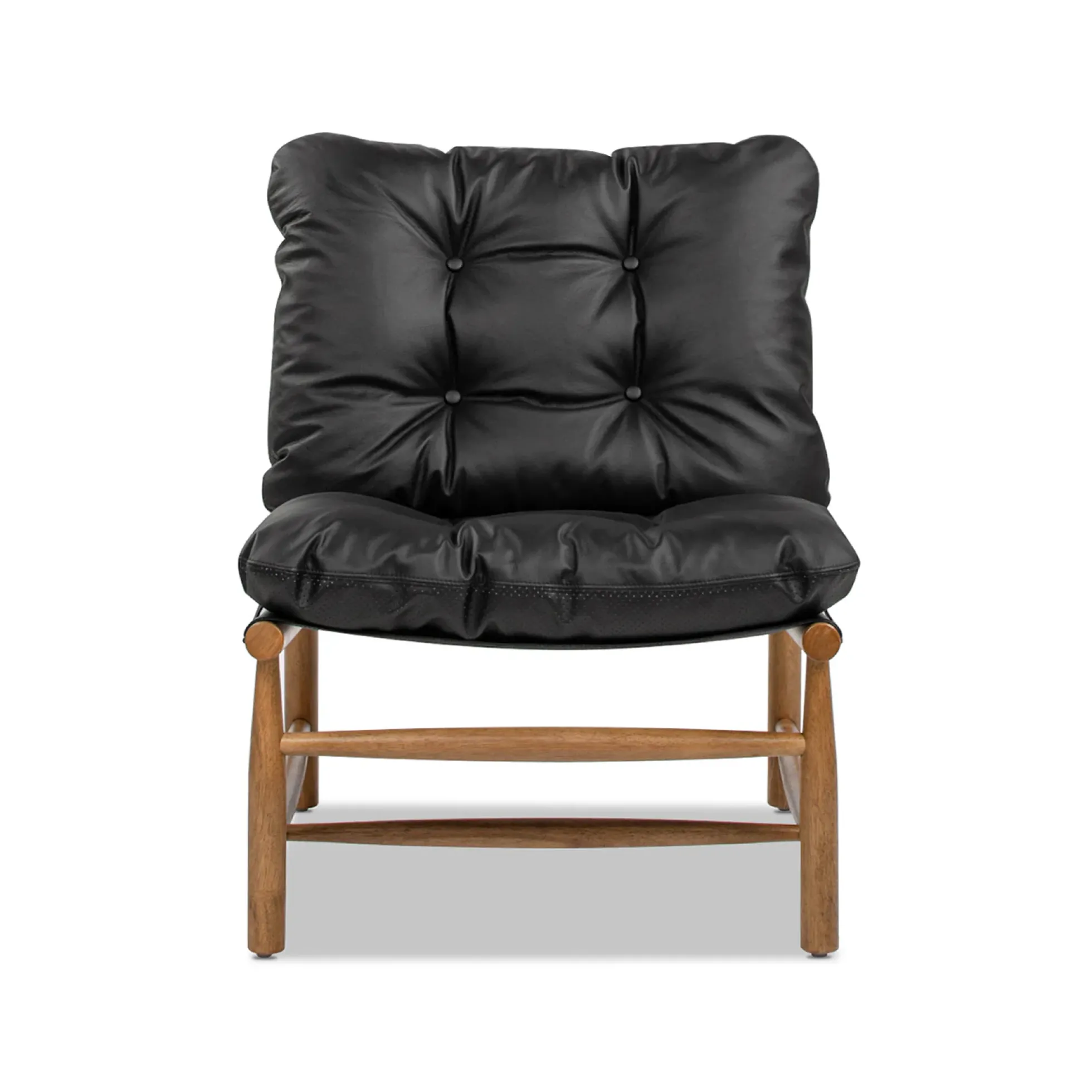 Oxford 26.5' Noir Black Leather Mid-Century Modern Accent Chair