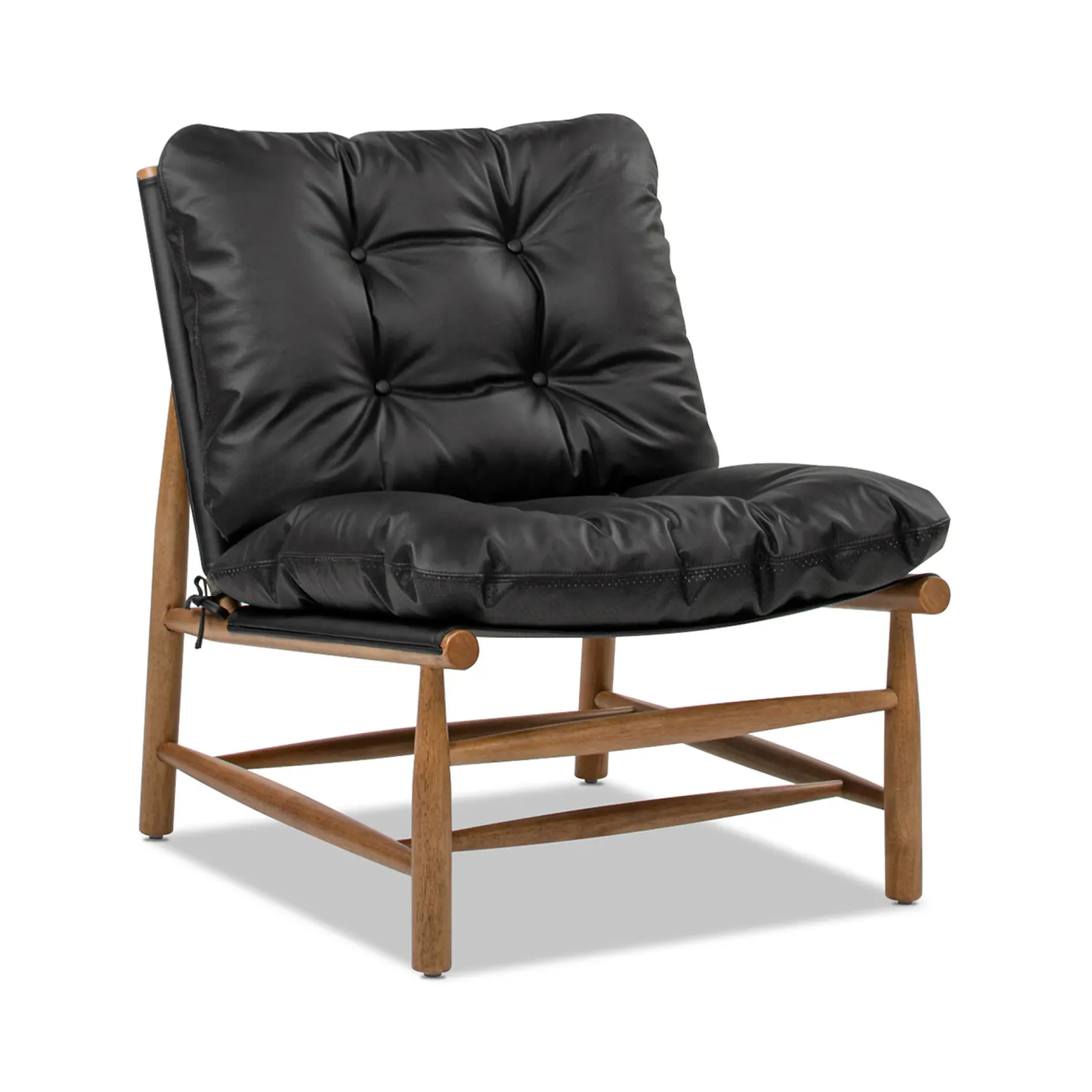 Oxford 26.5' Noir Black Leather Mid-Century Modern Accent Chair