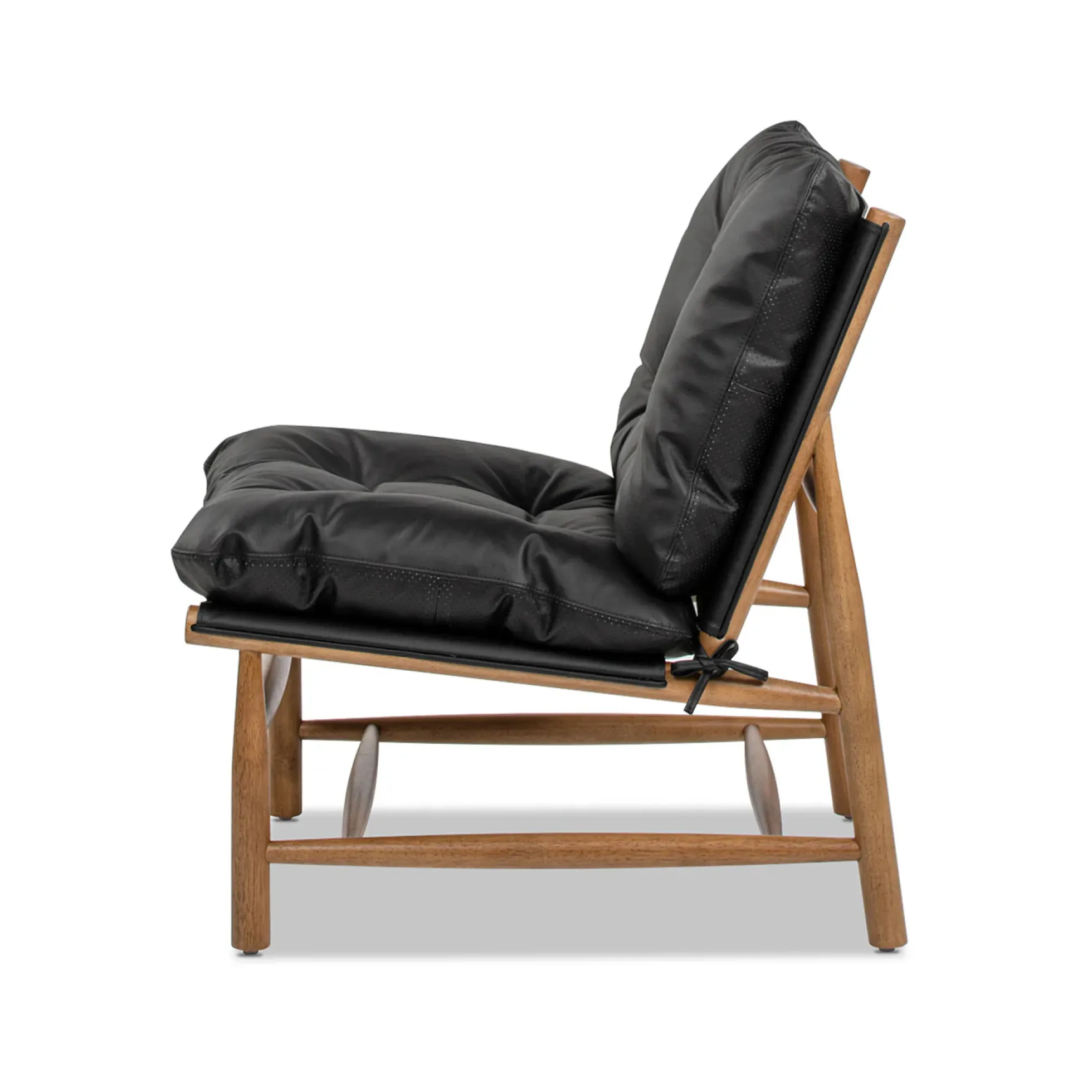 Oxford 26.5' Noir Black Leather Mid-Century Modern Accent Chair