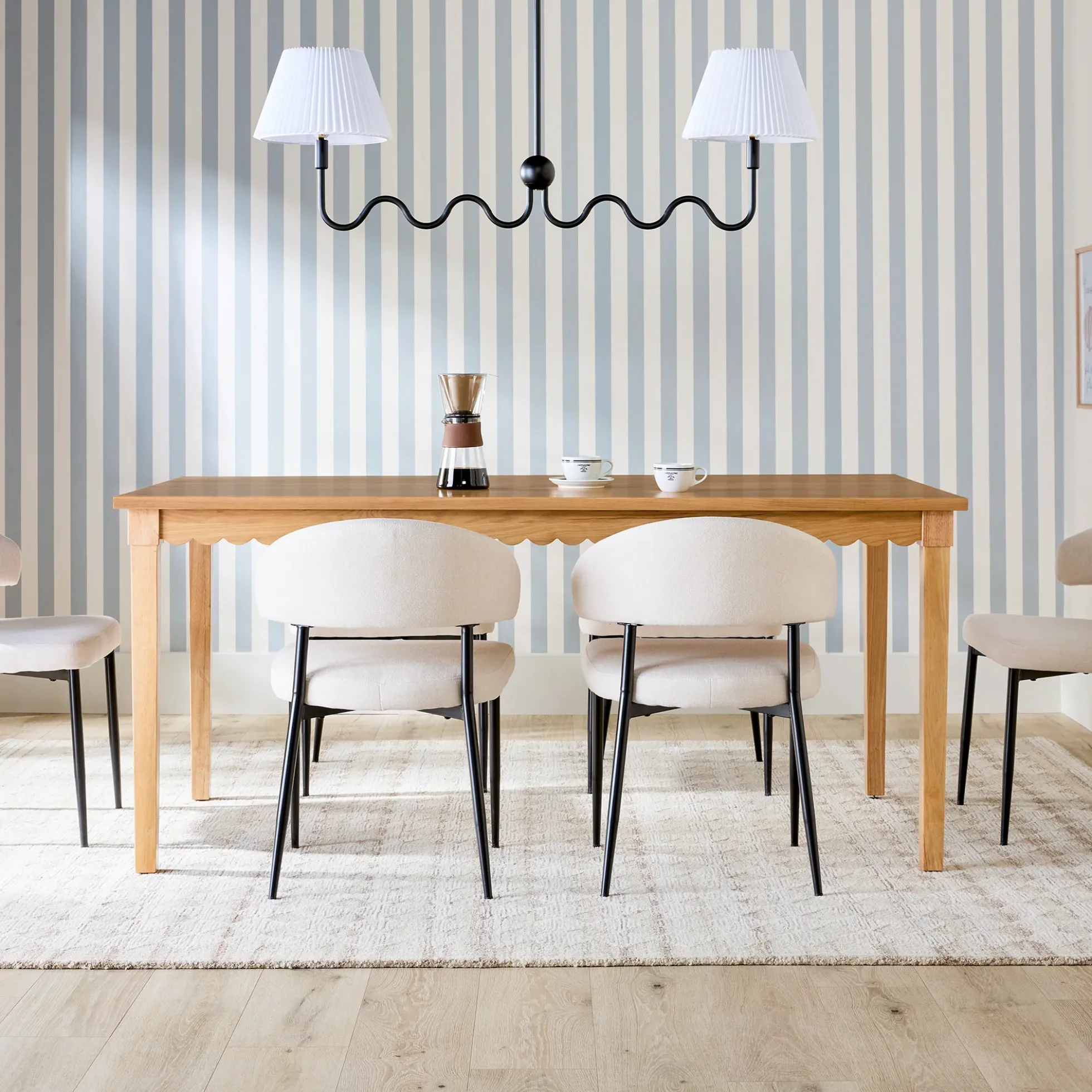 Paisley Modern Scalloped Easy Assembly 70" Rectangular Dining Table