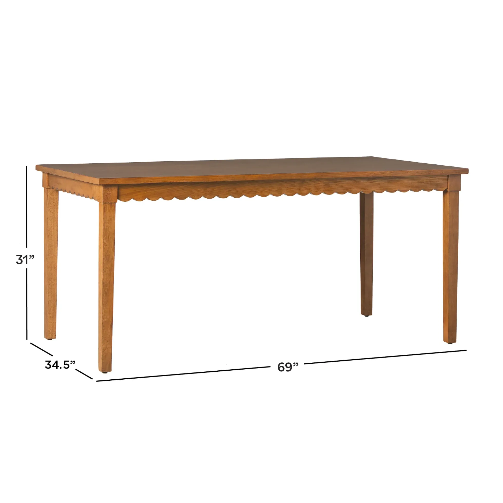 Paisley Modern Scalloped Easy Assembly 70" Rectangular Dining Table