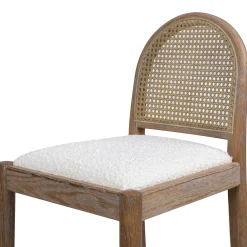 Panama Boucle 30.5' Curved Back Cane Rattan Bar Stool, Set of 2