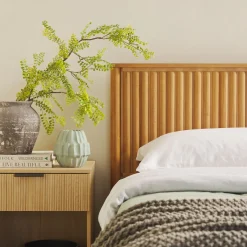 Paris Contemporary Reeded Headboard Solid Wood Bed