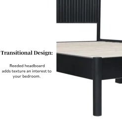 Paris Contemporary Reeded Headboard Solid Wood Bed