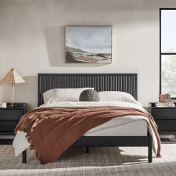 Paris Contemporary Reeded Headboard Solid Wood Bed