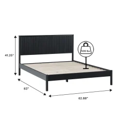 Paris Contemporary Reeded Headboard Solid Wood Bed