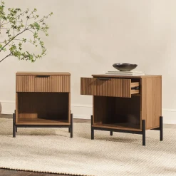 Paris Modern Scandinavian Reeded Nightstand