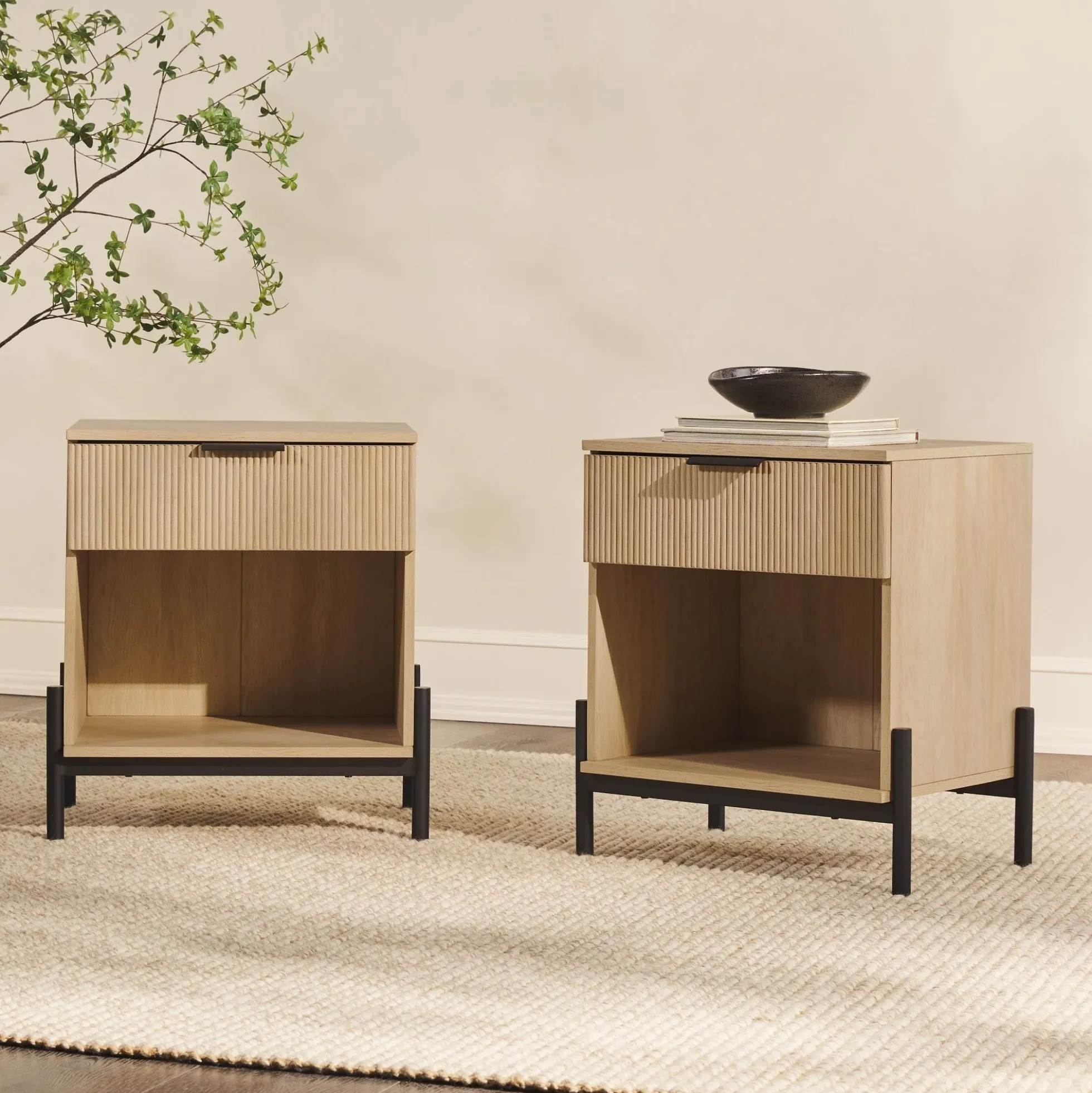 Paris Modern Scandinavian Reeded Nightstand