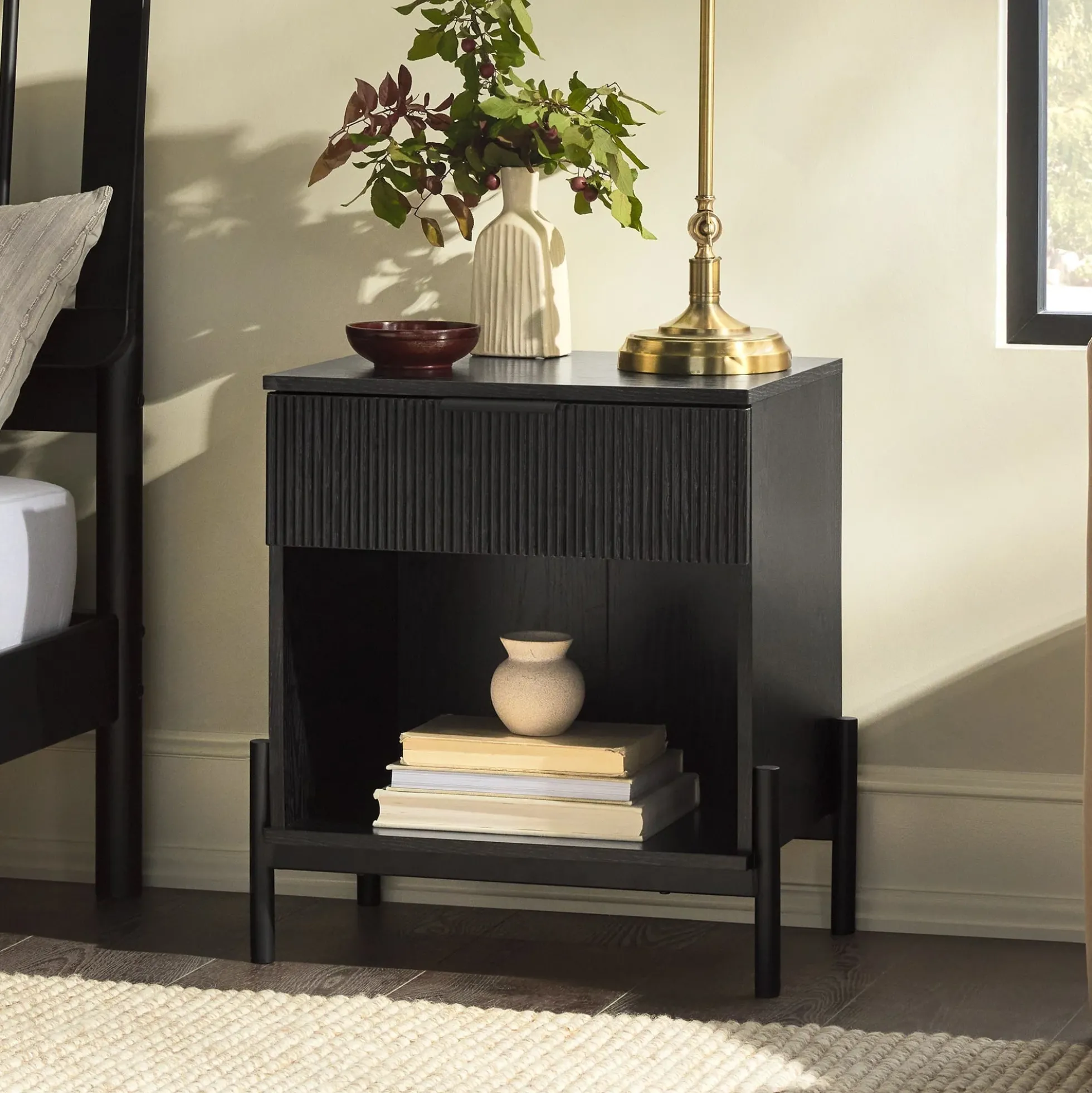 Paris Modern Scandinavian Reeded Nightstand