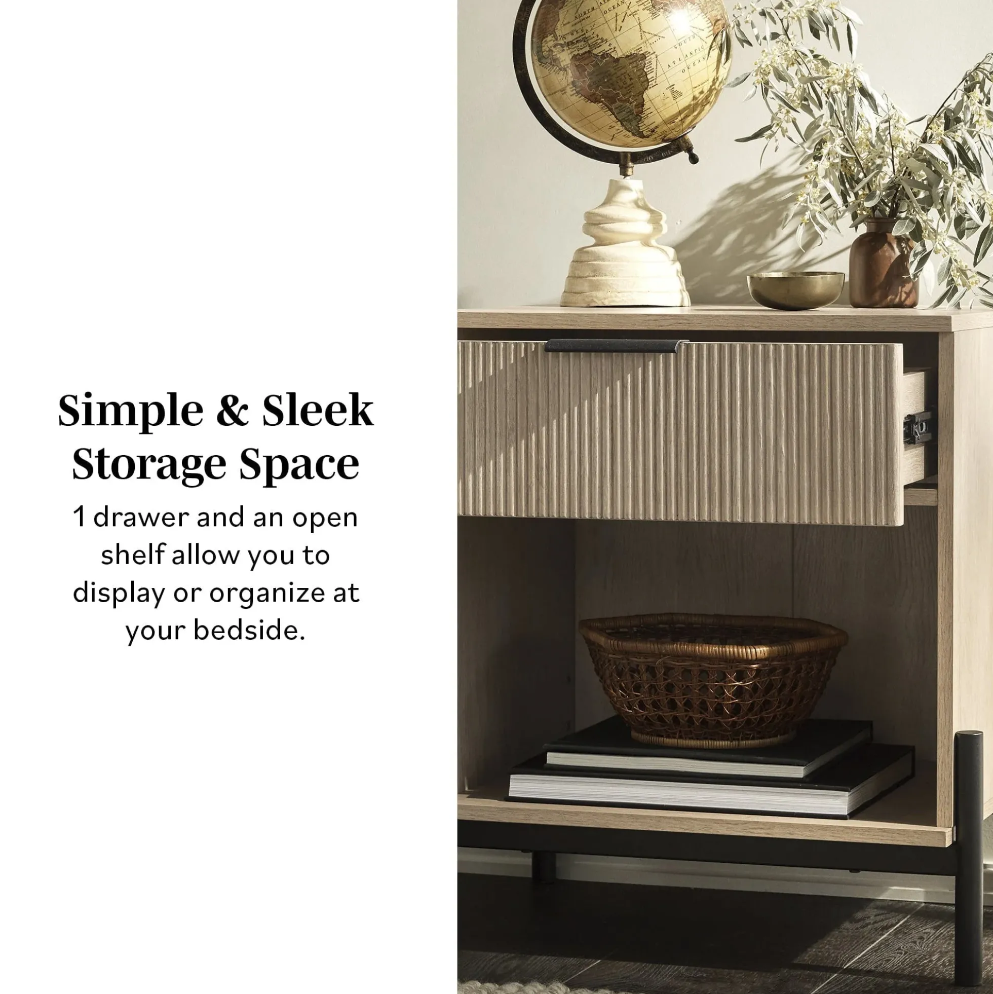 Paris Modern Scandinavian Reeded Nightstand