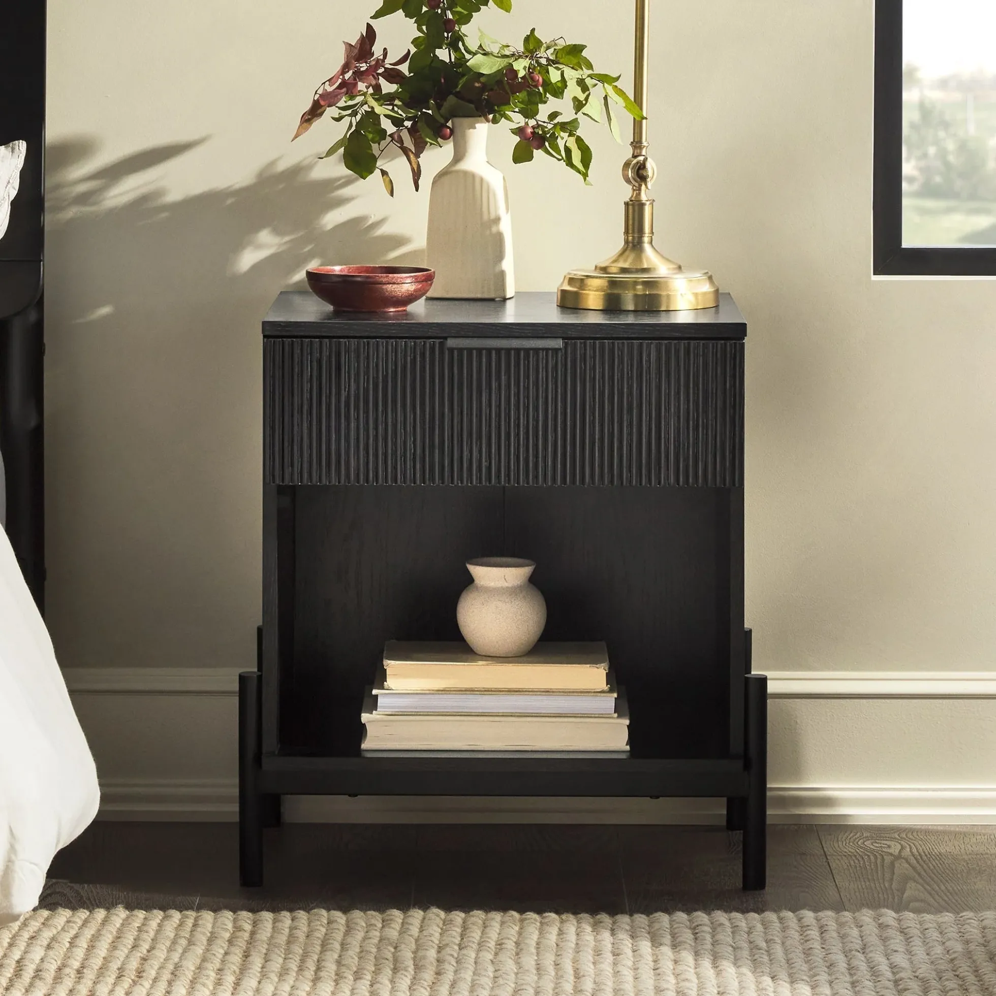 Paris Modern Scandinavian Reeded Nightstand