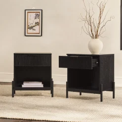 Paris Modern Scandinavian Reeded Nightstand