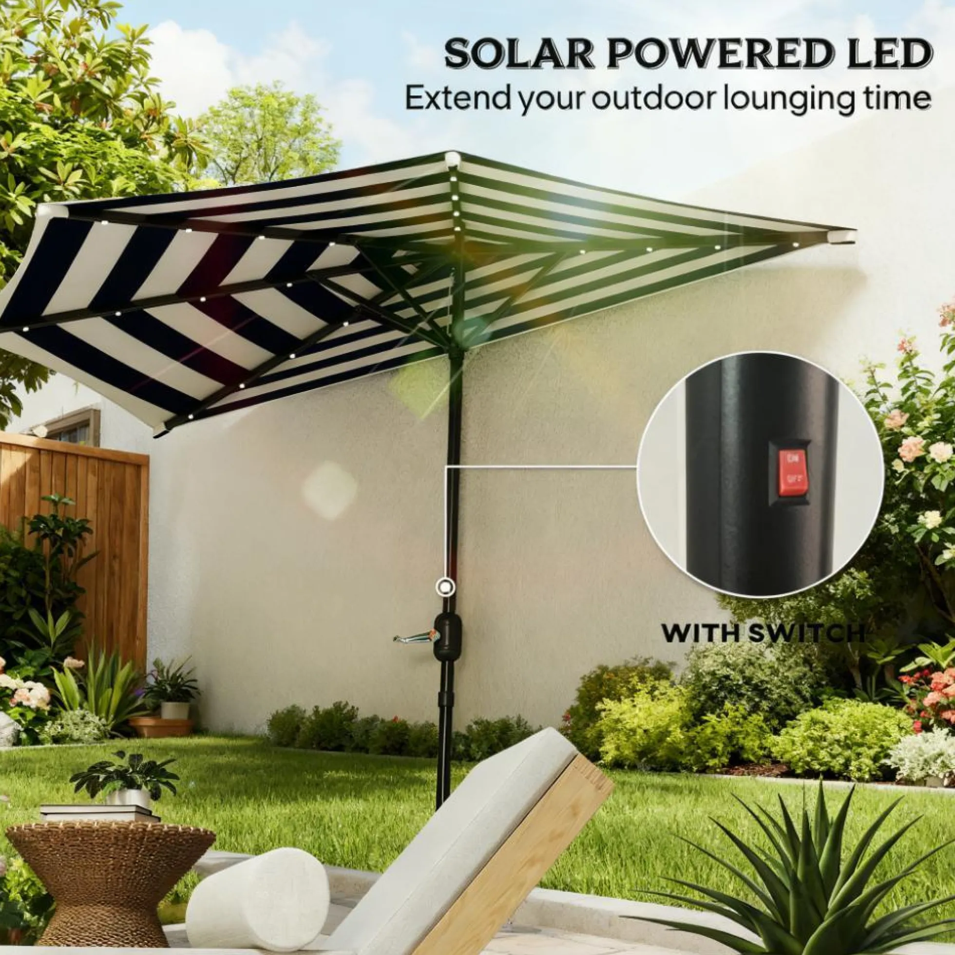 Patio Umbrella with Crank Handle & UPF 30+ Sun Protection