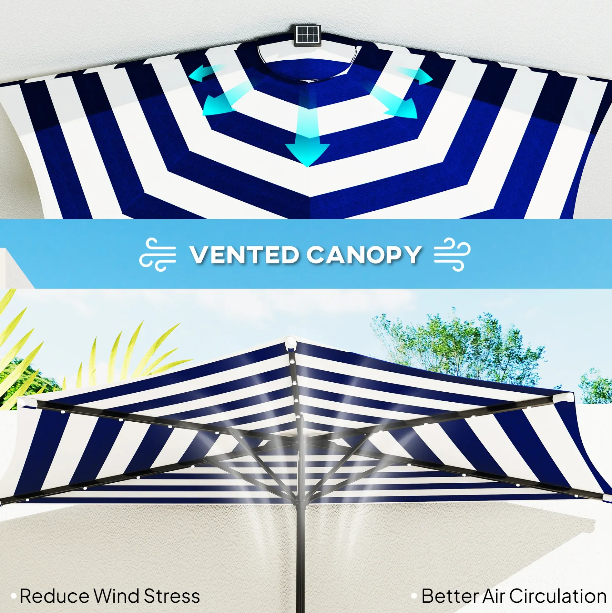 Patio Umbrella with Crank Handle & UPF 30+ Sun Protection