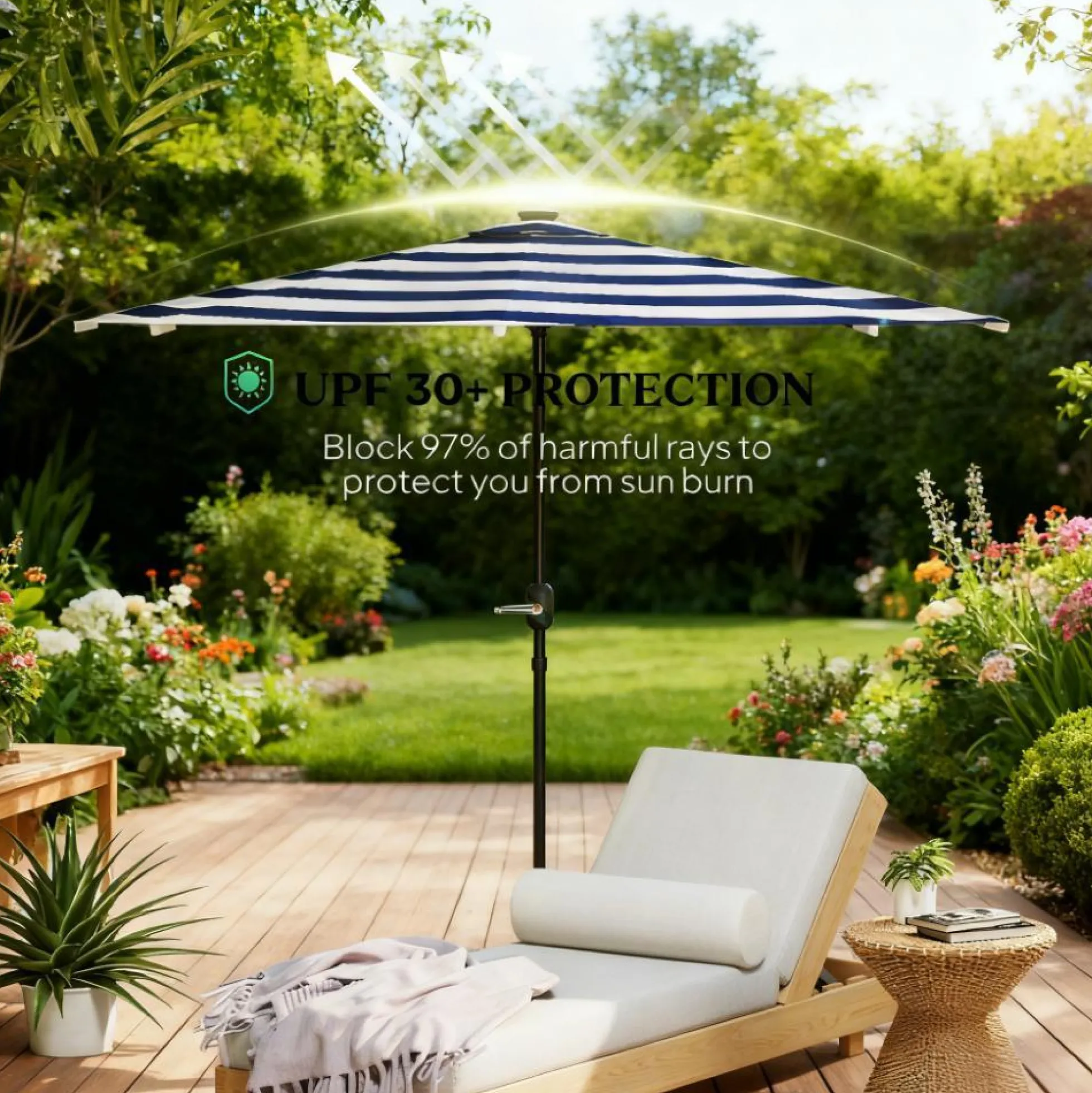 Patio Umbrella with Crank Handle & UPF 30+ Sun Protection
