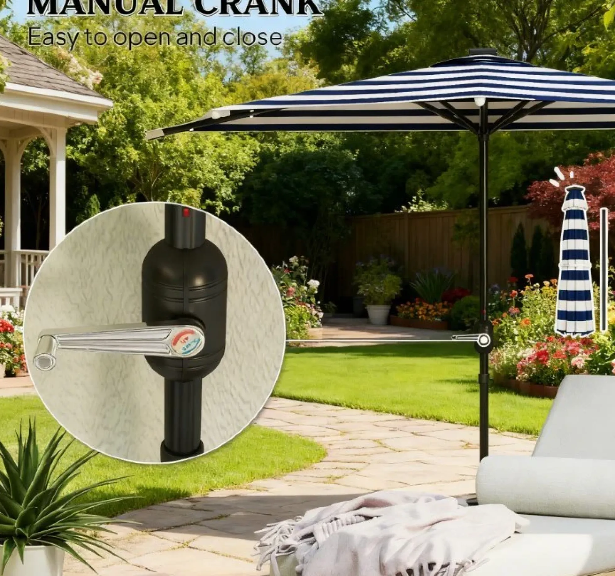 Patio Umbrella with Crank Handle & UPF 30+ Sun Protection