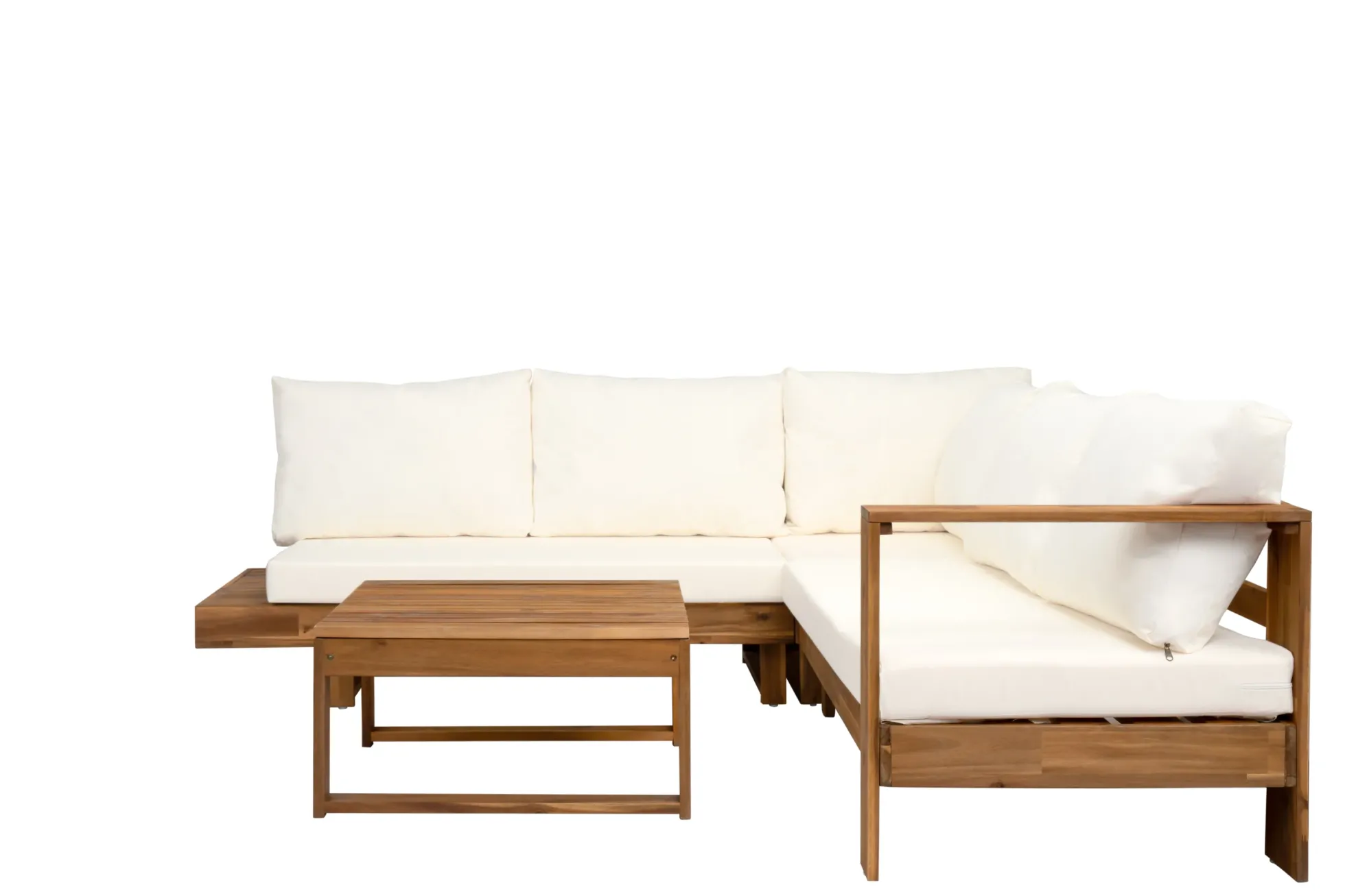 4pc Outdoor Teak Wood Sectional Patio Sofa Set w Table