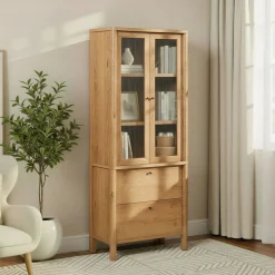 Penelope Modern Fluted Glass Cabinet Bookshelf