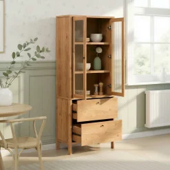Penelope Modern Fluted Glass Cabinet Bookshelf
