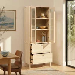 Penelope Modern Fluted Glass Cabinet Bookshelf