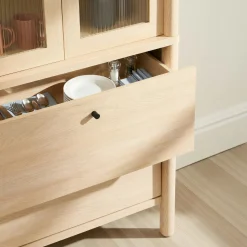 Penelope Modern Fluted Glass Cabinet Bookshelf