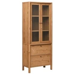 Penelope Modern Fluted Glass Cabinet Bookshelf