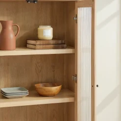 Penelope Modern Fluted Glass Cabinet Bookshelf