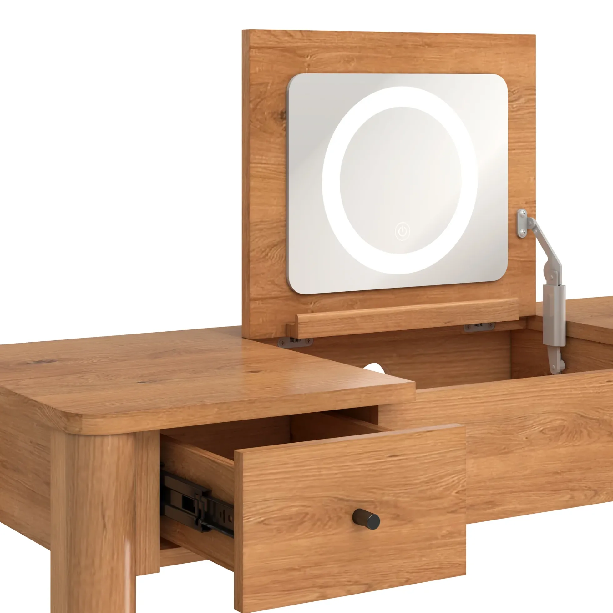 Penelope Modern Wood Makeup Vanity with LED Mirror & Storage