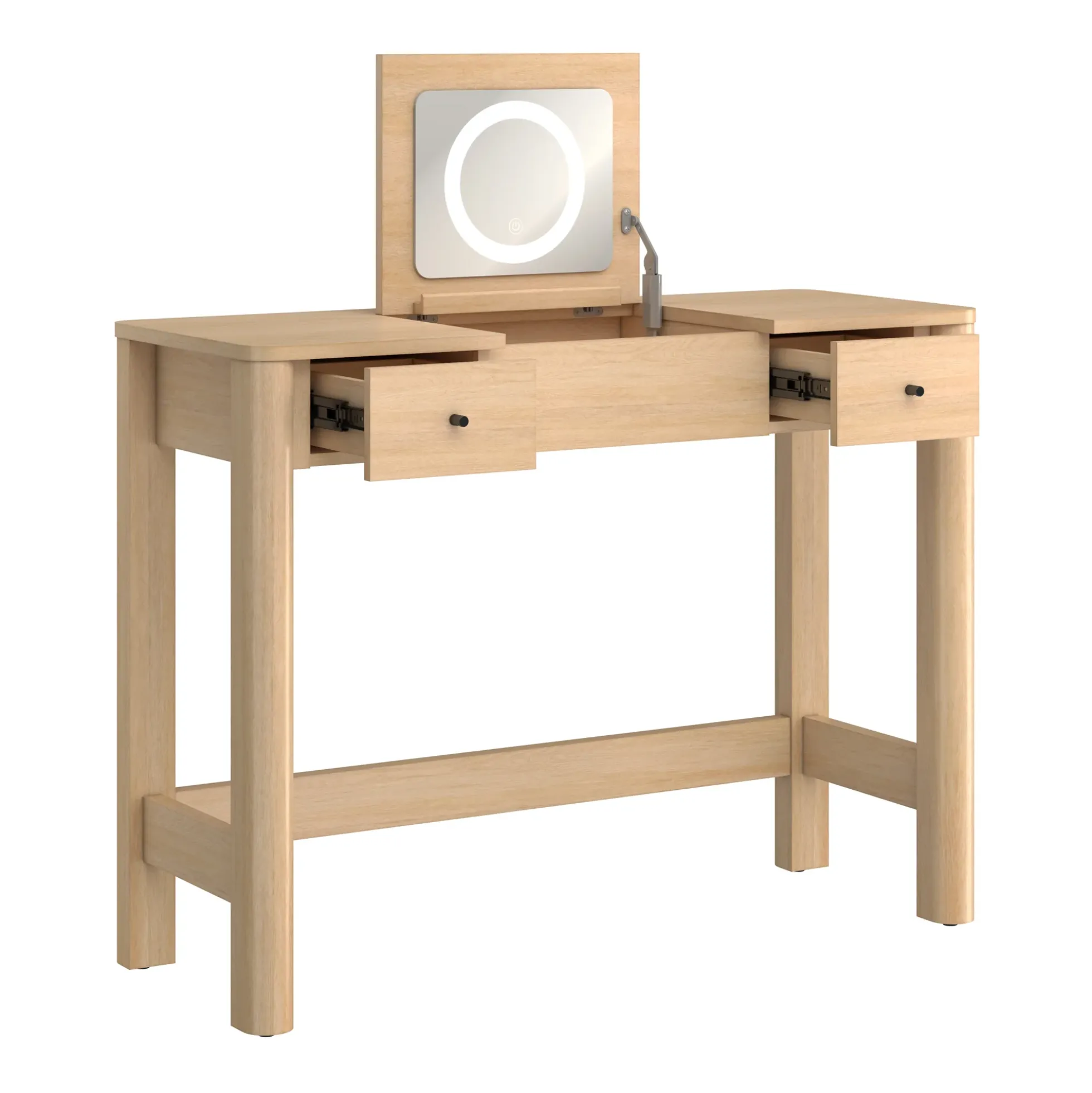 Penelope Modern Wood Makeup Vanity with LED Mirror & Storage