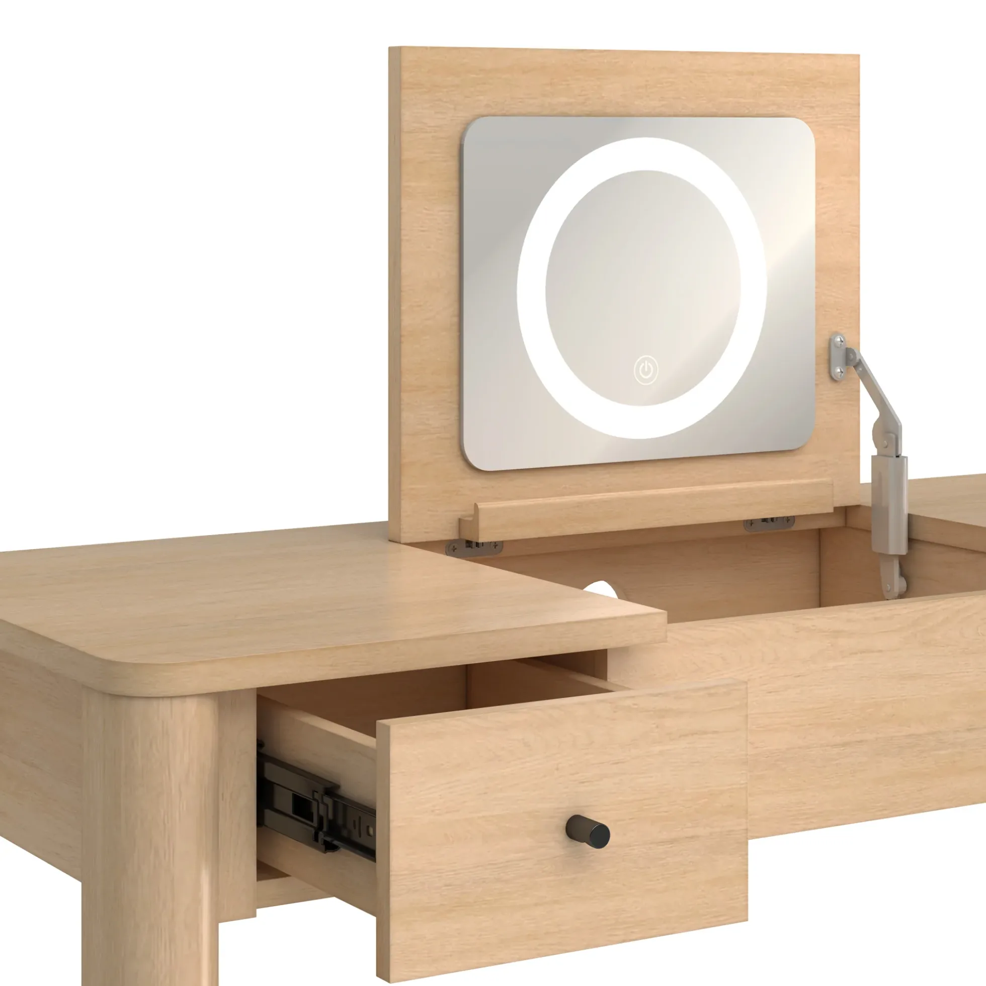 Penelope Modern Wood Makeup Vanity with LED Mirror & Storage