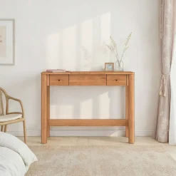 Penelope Modern Wood Makeup Vanity with LED Mirror & Storage