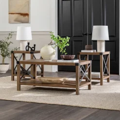 3-Piece Barndoor Accent Table Set