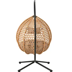 Rattan Weaving Hanging Egg Chair with Stand and Soft Removable Cushion