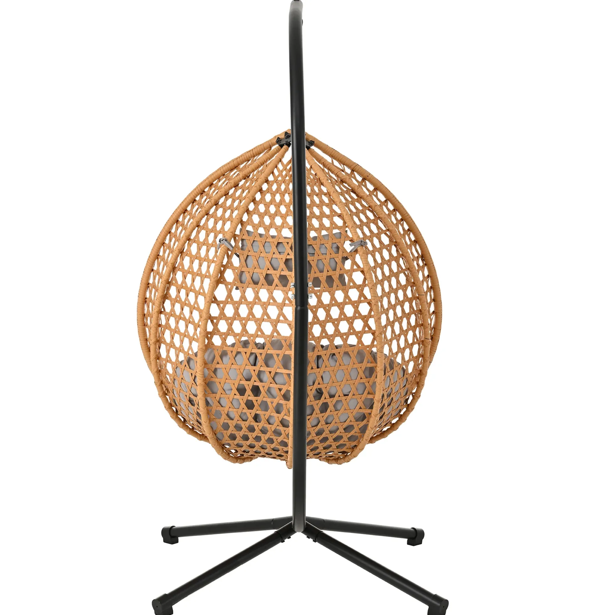 Rattan Weaving Hanging Egg Chair with Stand and Soft Removable Cushion