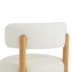 Reeded Wooden Base Curve Boucle Accent Chair Set of 2