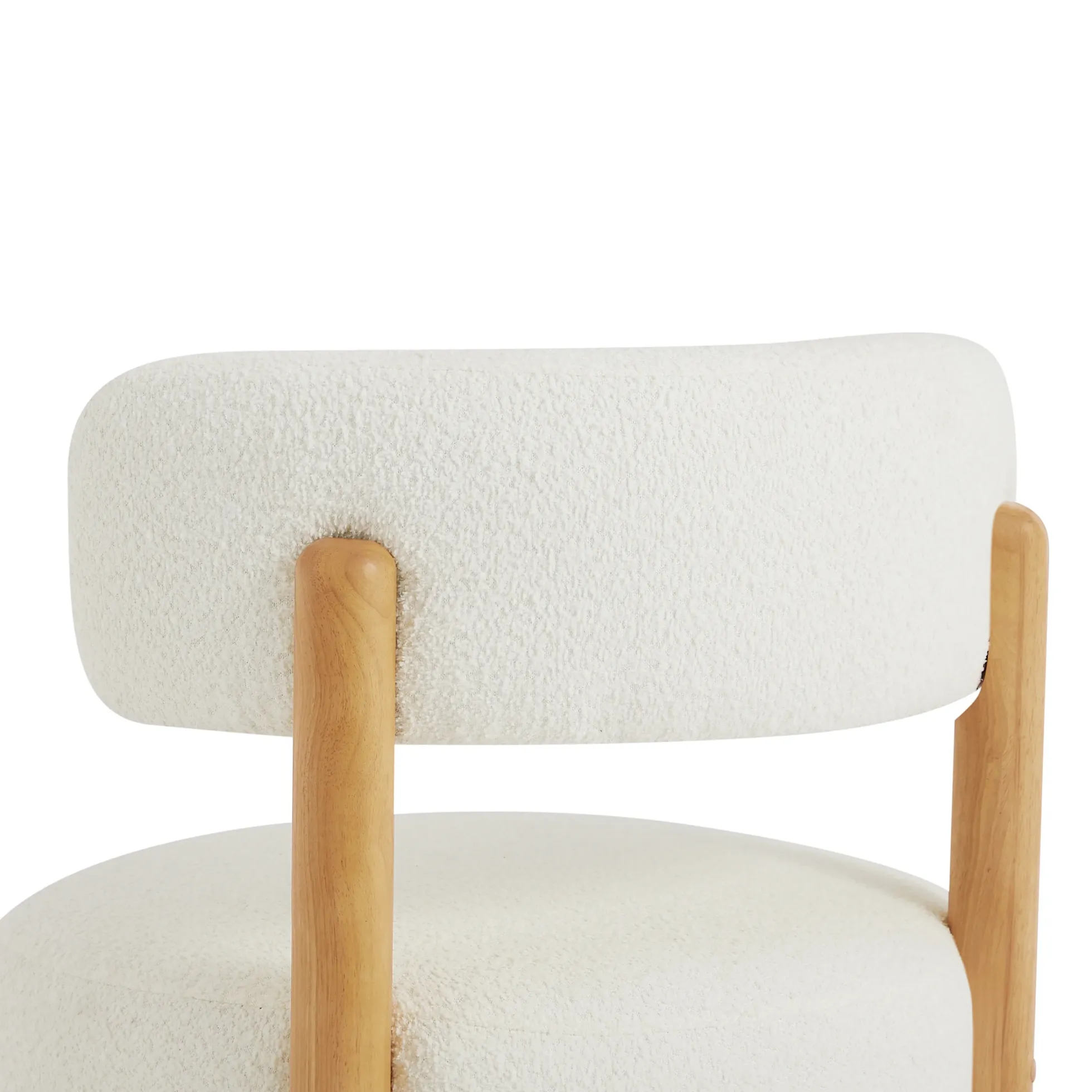 Reeded Wooden Base Curve Boucle Accent Chair Set of 2