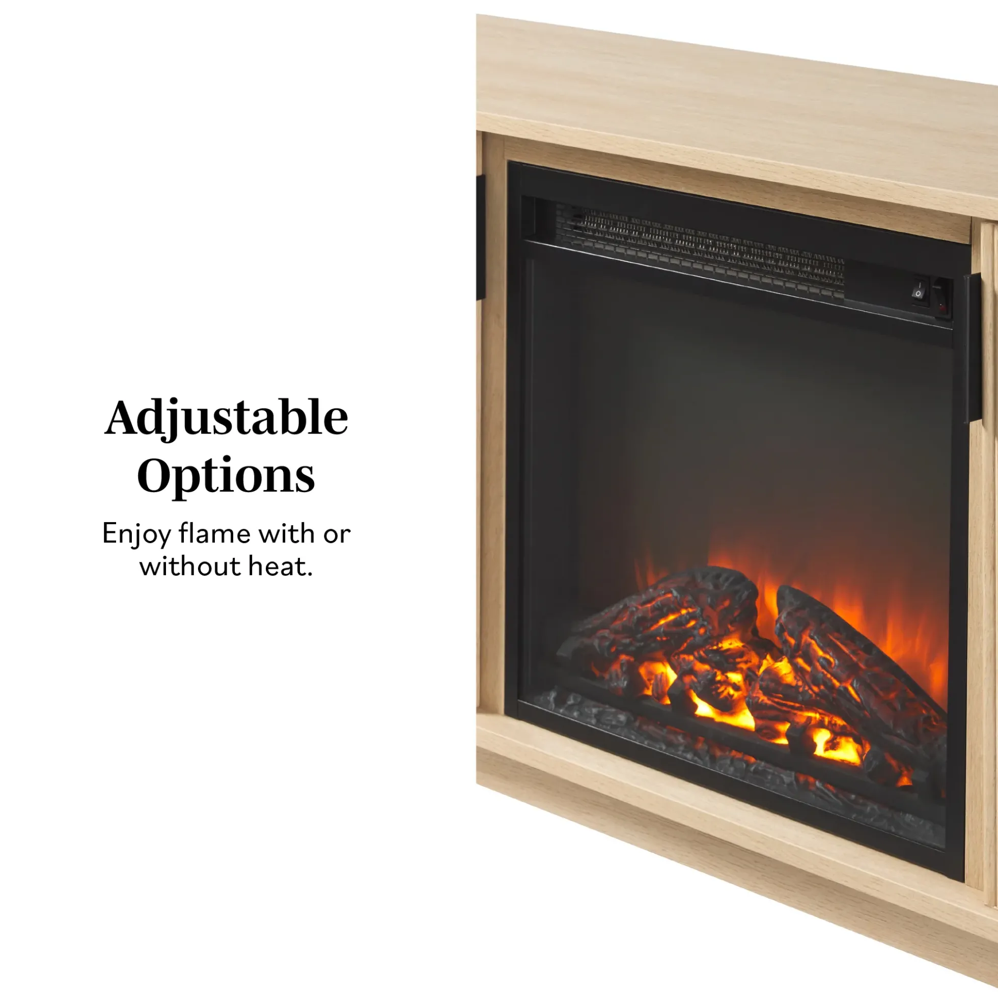 Reema Scandinavian 70" Modern Reeded TV Stand with Freestanding Electric Fireplace