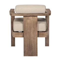 Relic Outdoor Patio Dining Chair in Weathered Eucalyptus Wood with Taupe Olefin Cushions