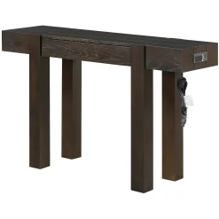 Rustic Minimalist Console Entryway Table with Hidden Drawer and Side Power Outlet