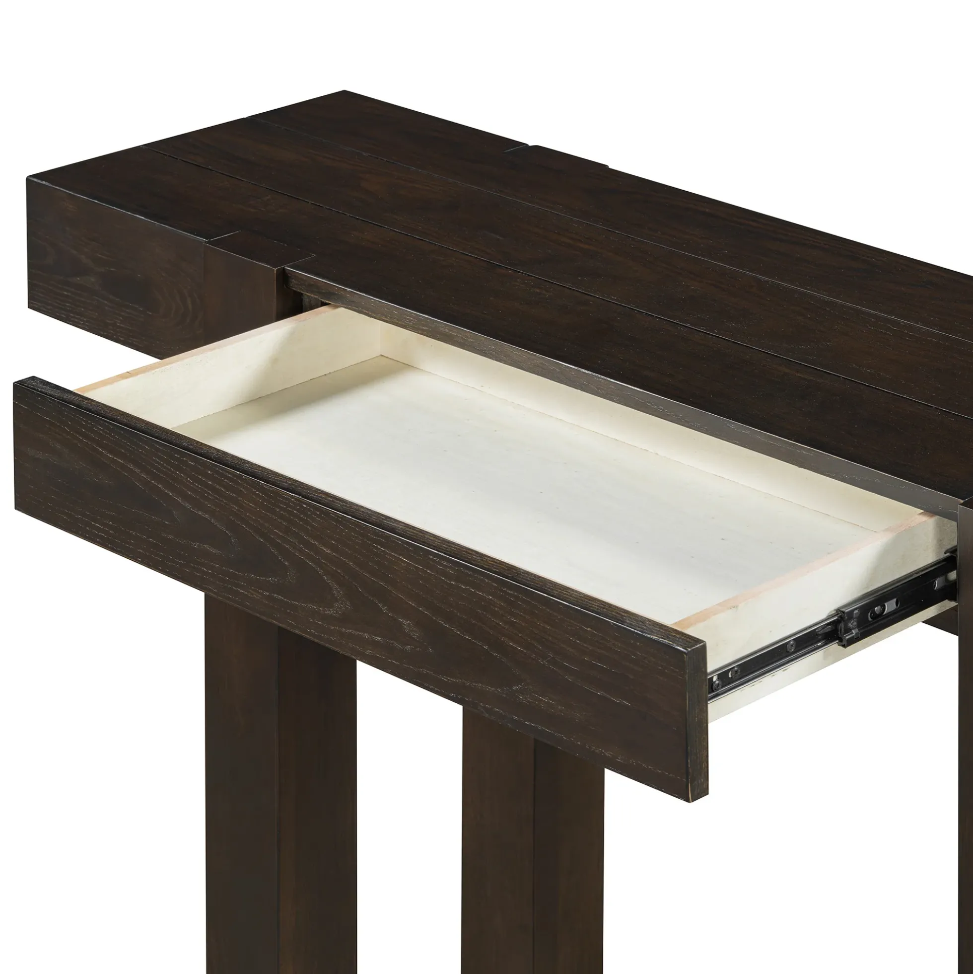 Rustic Minimalist Console Entryway Table with Hidden Drawer and Side Power Outlet