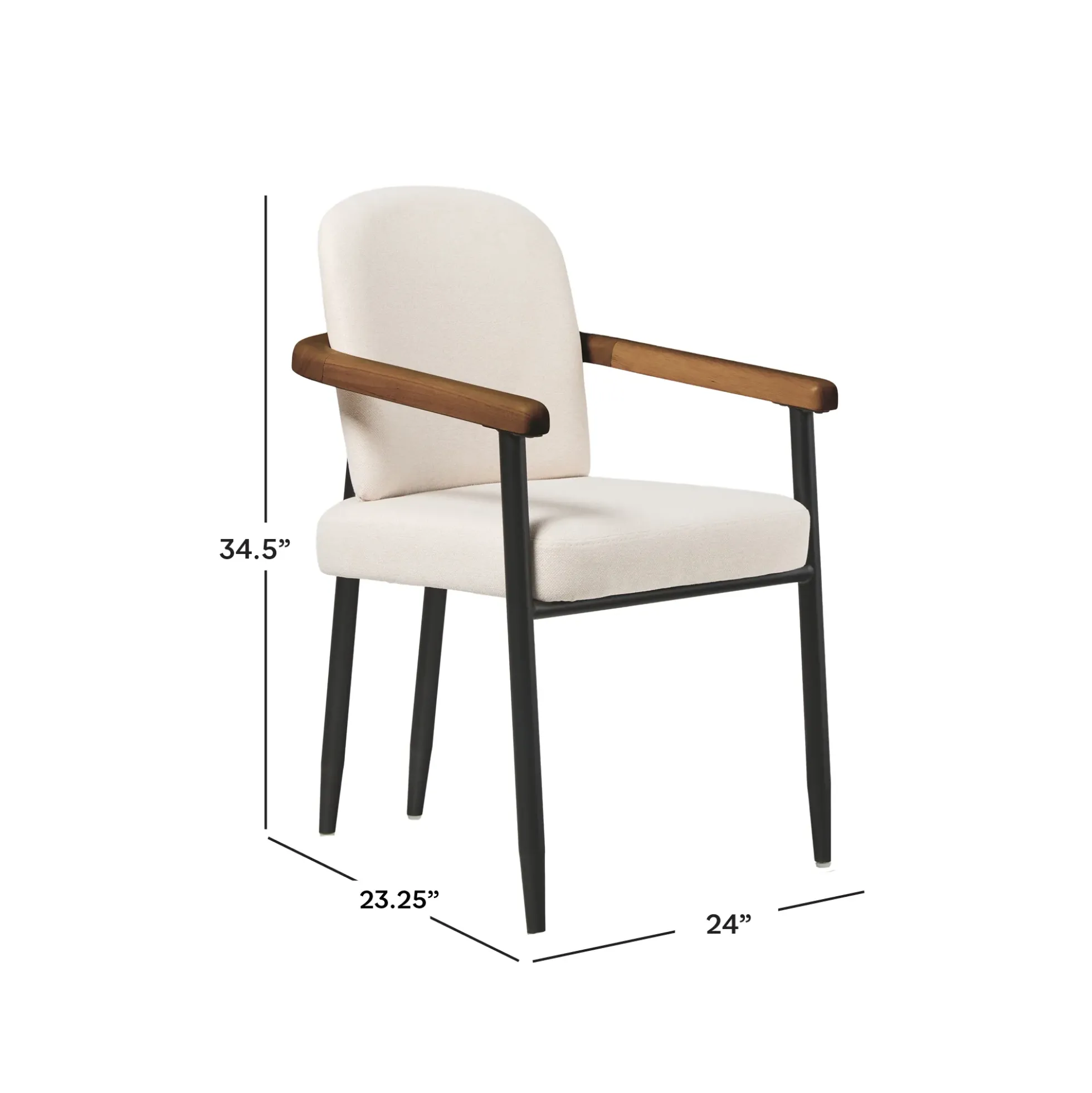 Samantha Modern Curved Wood and Metal Upholstered Dining Chair, Set of 2