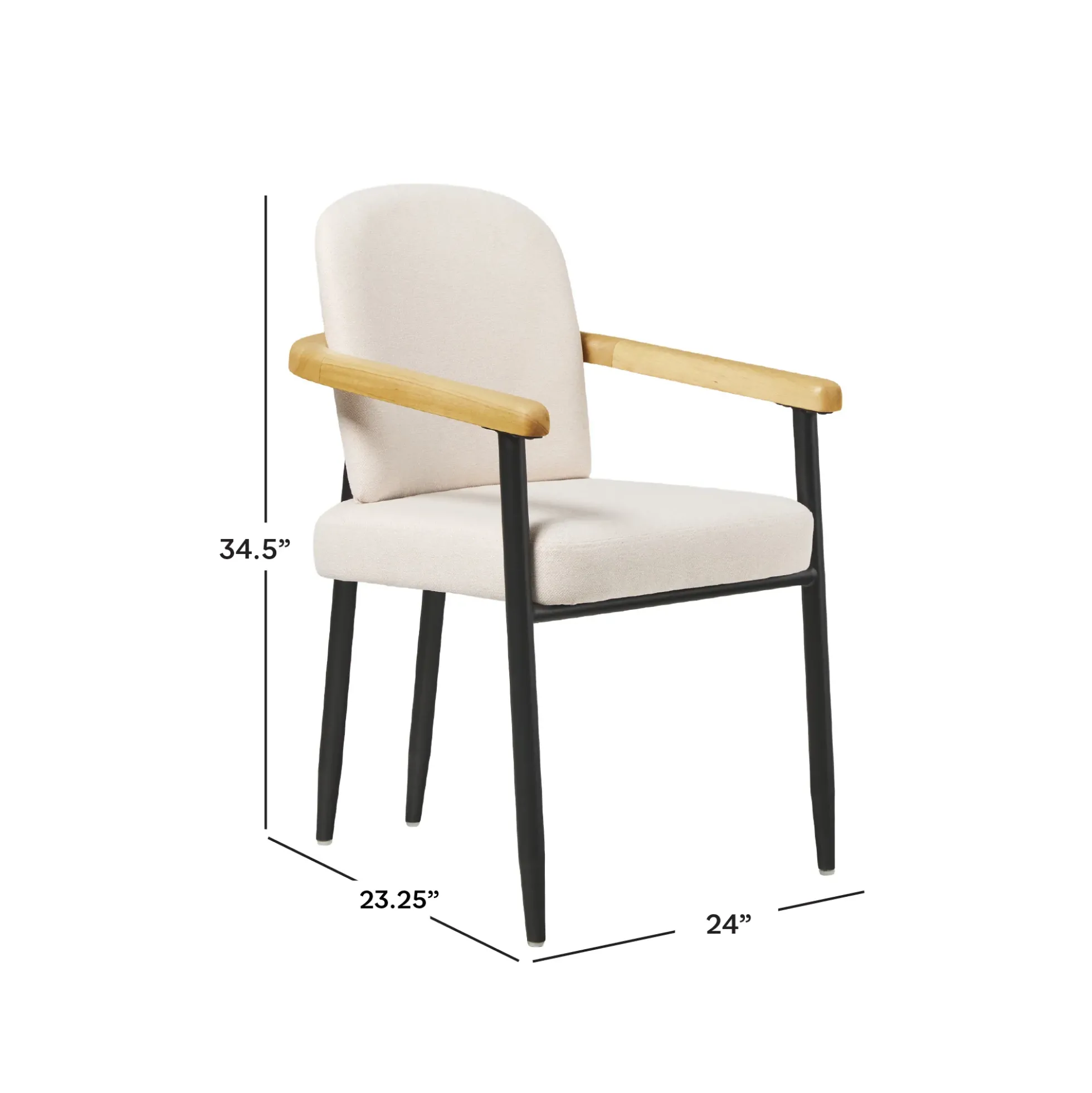 Samantha Modern Curved Wood and Metal Upholstered Dining Chair, Set of 2