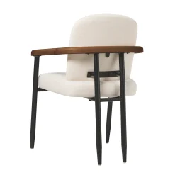 Samantha Modern Curved Wood and Metal Upholstered Dining Chair, Set of 2