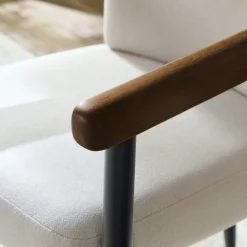 Samantha Modern Curved Wood and Metal Upholstered Dining Chair, Set of 2