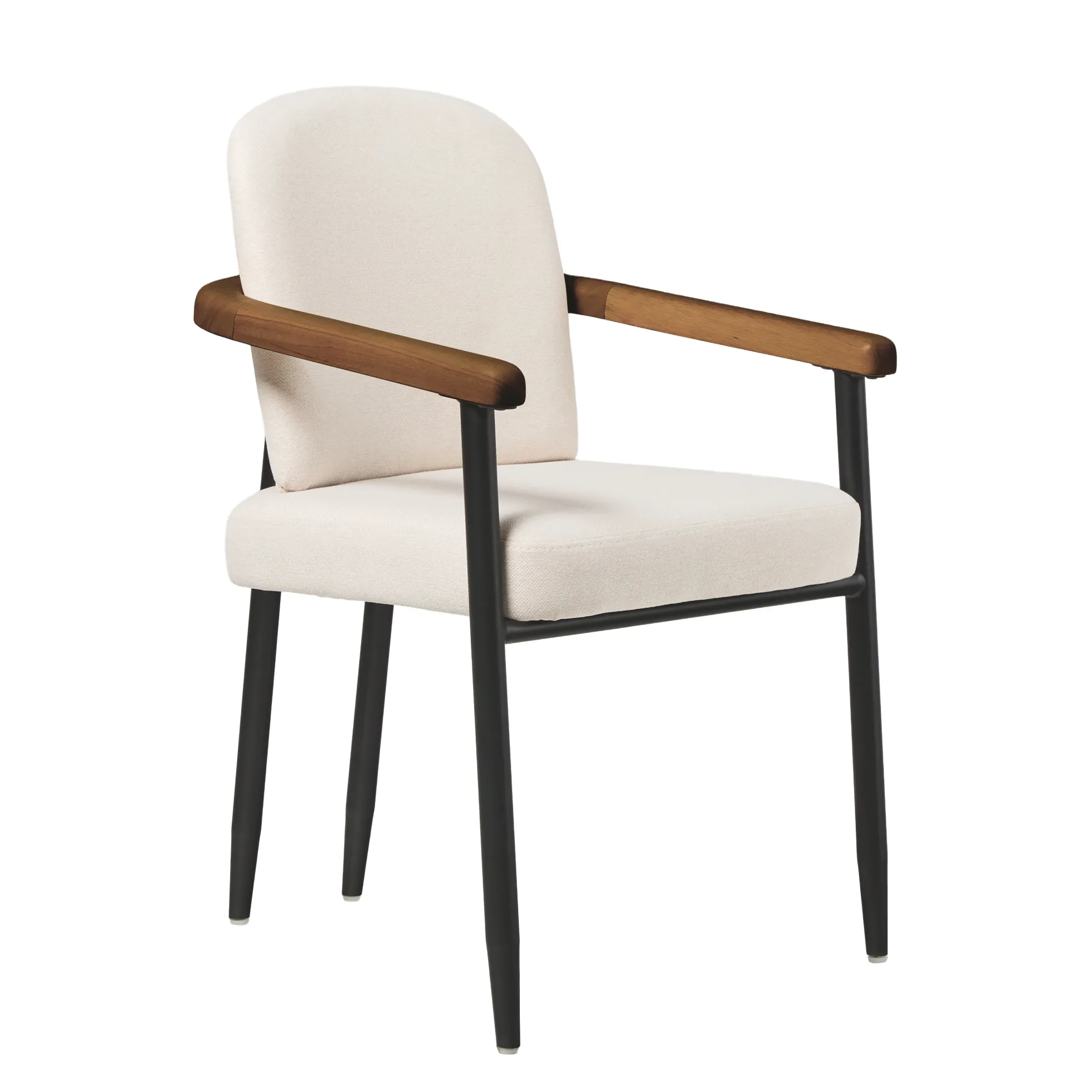 Samantha Modern Curved Wood and Metal Upholstered Dining Chair, Set of 2