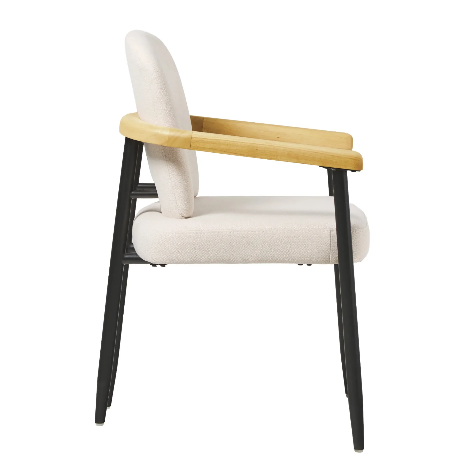 Samantha Modern Curved Wood and Metal Upholstered Dining Chair, Set of 2