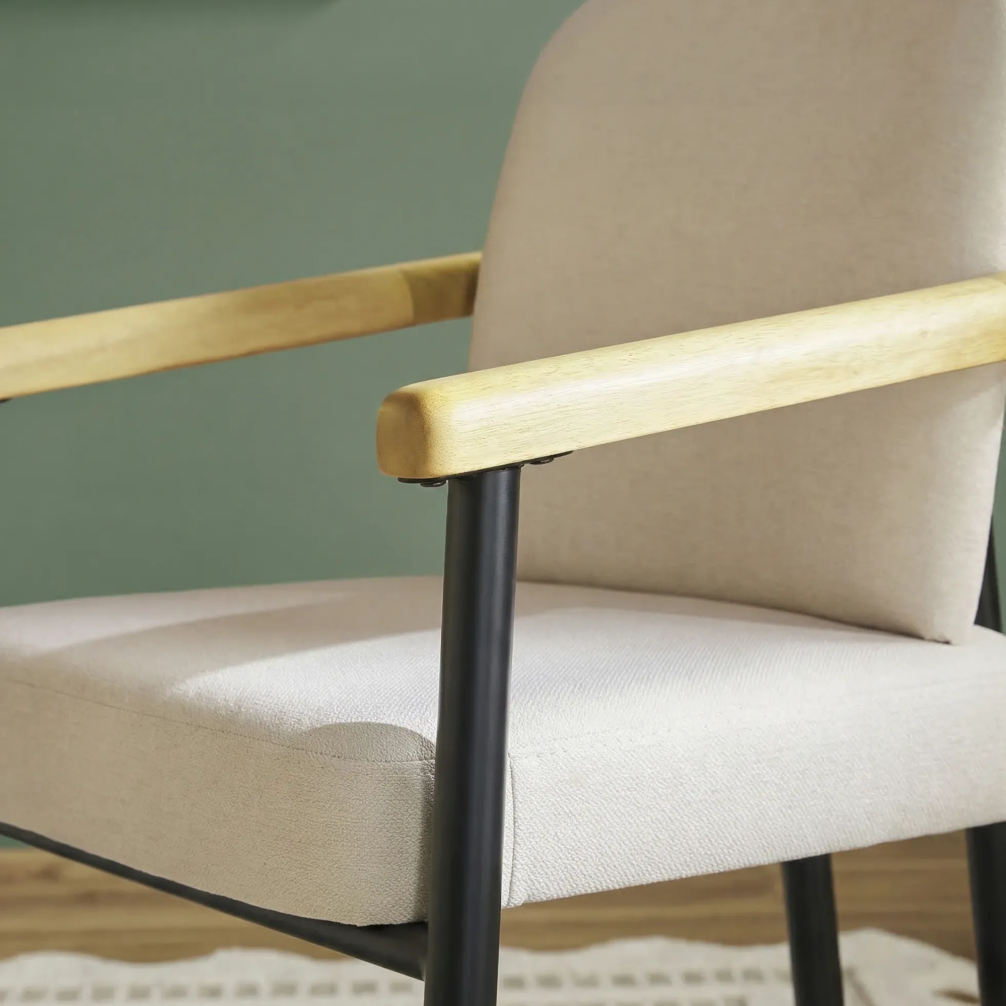 Samantha Modern Curved Wood and Metal Upholstered Dining Chair, Set of 2