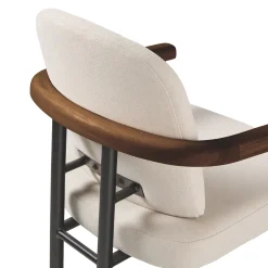 Samantha Modern Curved Wood and Metal Upholstered Dining Chair, Set of 2