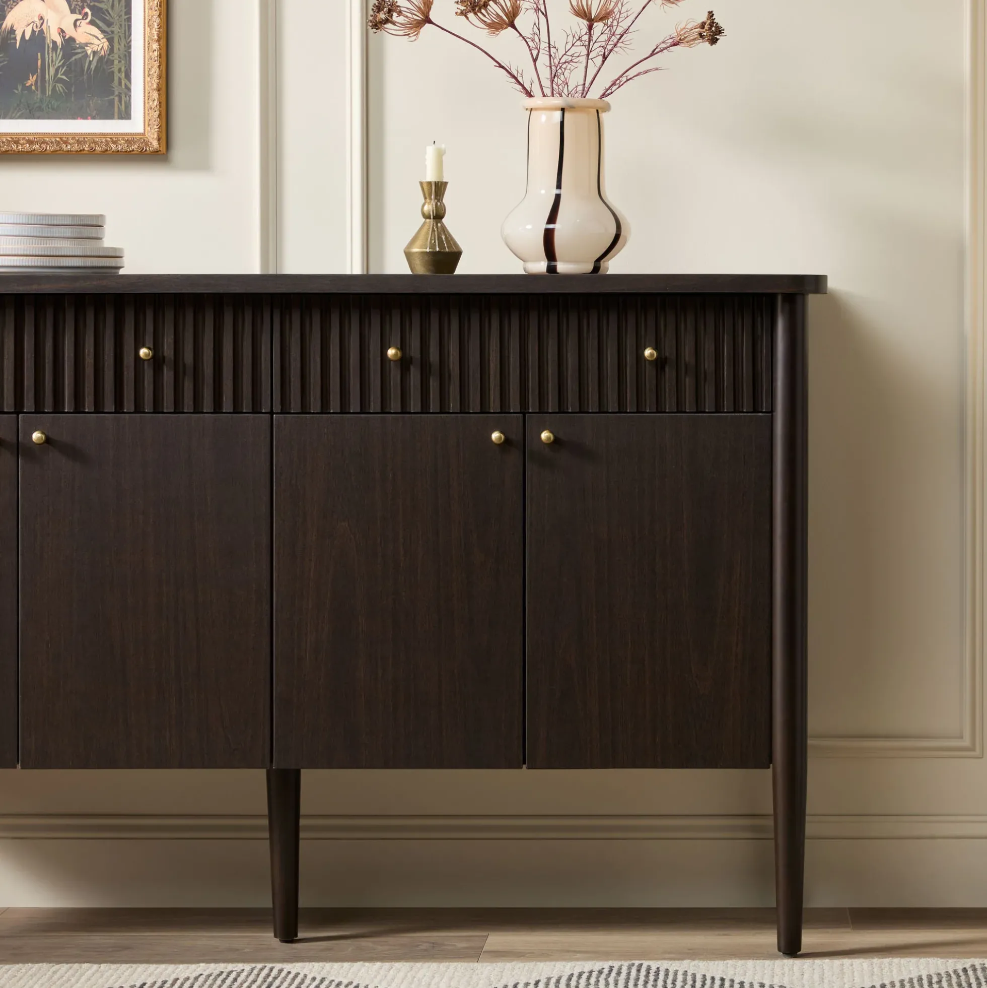 Samantha Modern Fluted 58" Wood Sideboard